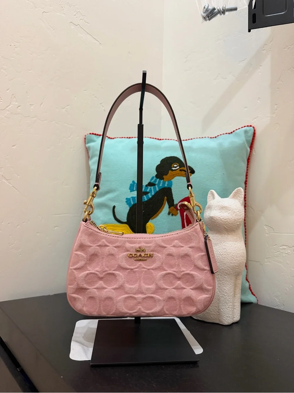Coach Teri Pink Signature Denim CFF97 Mini Crossbody Bag New